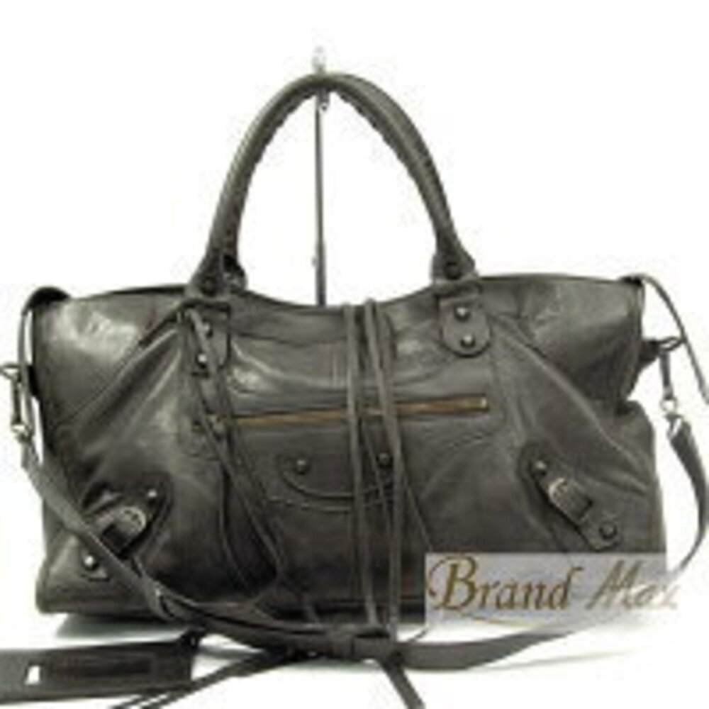 Balenciaga shoulder bag The Time lambskin leather gray